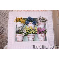 Vintage Shabby Cottage Chic Shadowbox Flower Pots With Flowers Wall Decor B9   351367810127